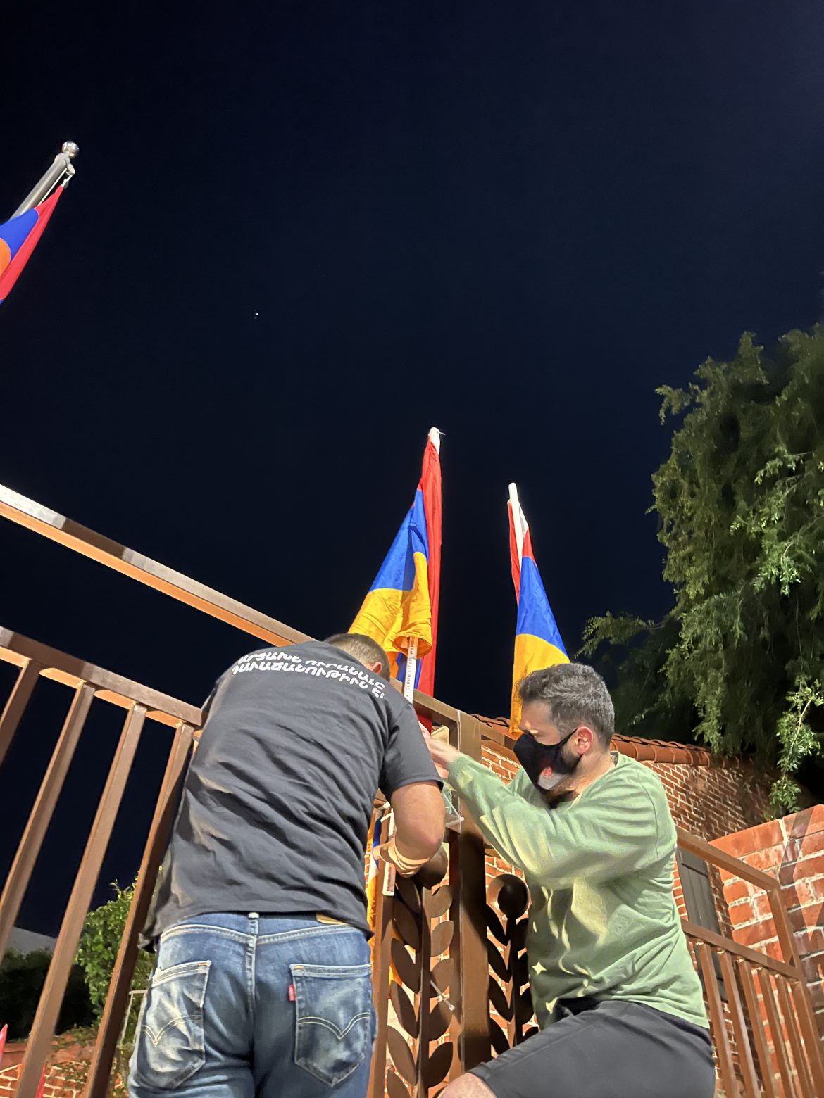 AYF Raises Artsakh Flags at Armenian Consulate