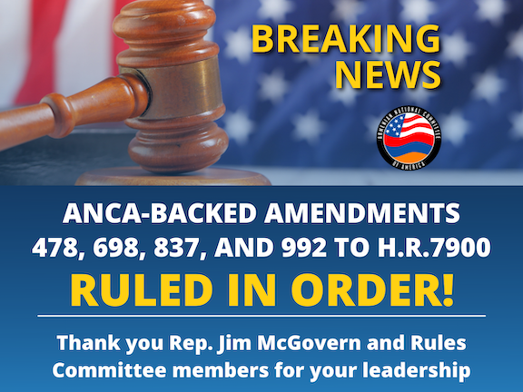 BREAKING: U.S. House Set to Vote on Four ANCA-Backed Amendments