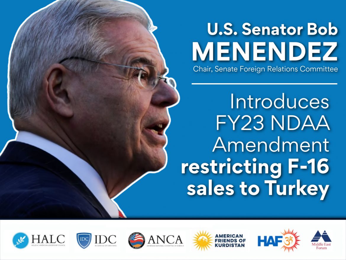 Menendez Amendments Aim to Stop U.S. Military Aid to Azerbaijan; Block F-16 Sales to Turkey