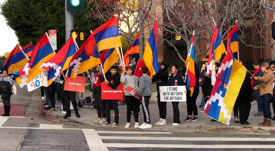 Armenian Youth Federation Holds Protest at Azerbaijan Consulate in Los Angeles