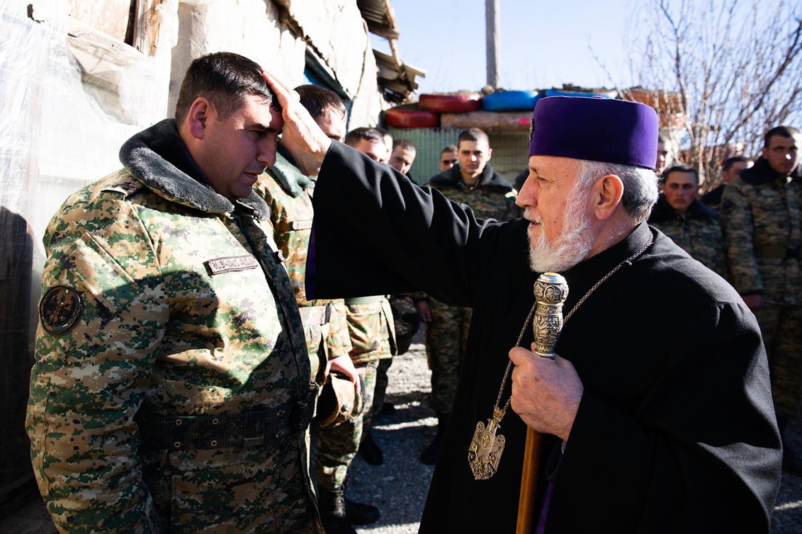 Catholicos of All Armenians Visits Combat Positions