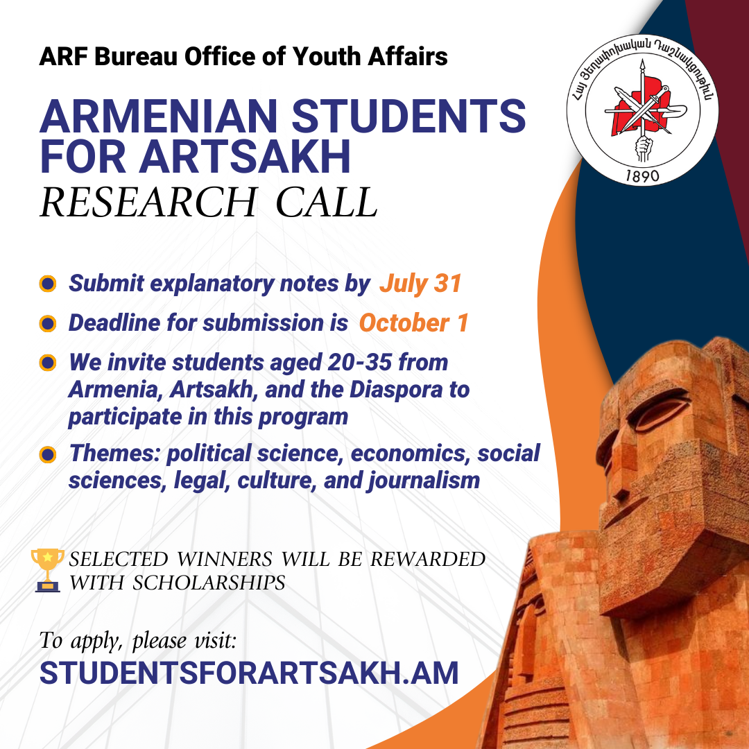 ARF Bureau Office of Youth Affairs Launches ‘Armenian Students for Artsakh’ Research Call