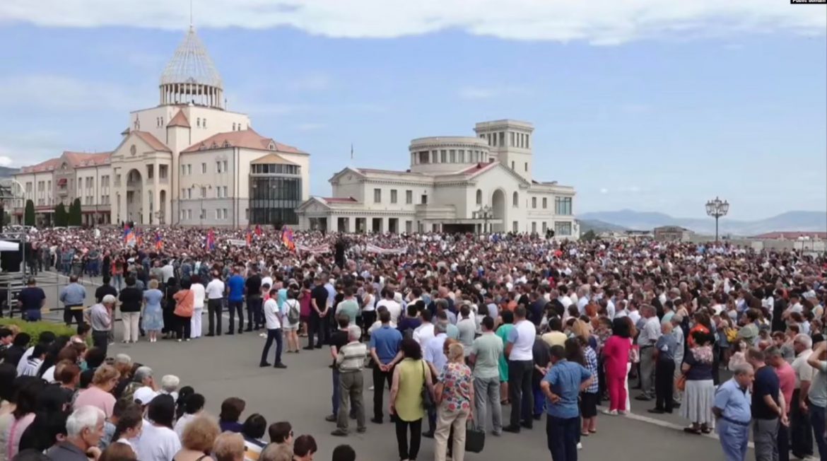 Thousands Protest In Artsakh Against Azeri Blockade