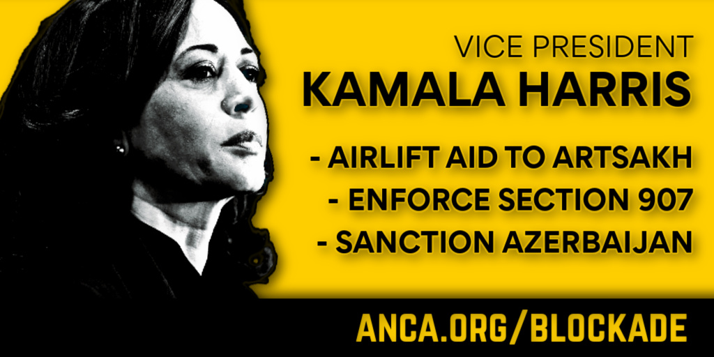 Urge Vice-President Kamala Harris to Break Azerbaijan’s Artsakh Blockade. ANCA