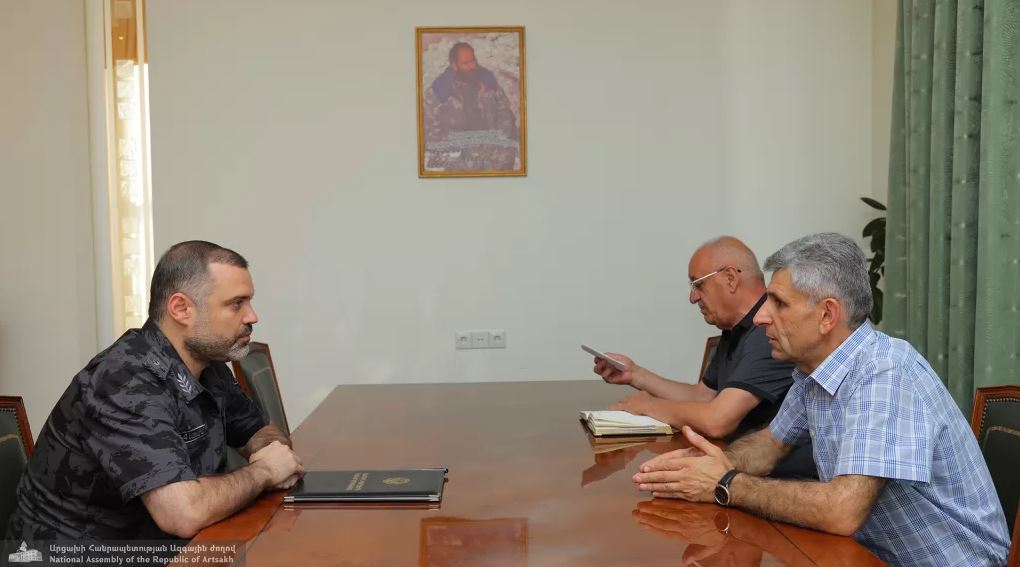 Davit Ishkhanyan, President of the National Assembly of Artsakh Meets with Internal Affairs Minister Karen Sargsyan