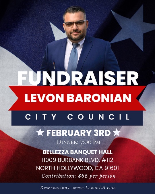 Levon Baronian’s City Council Campaign to Host Fundraiser on February 3rd