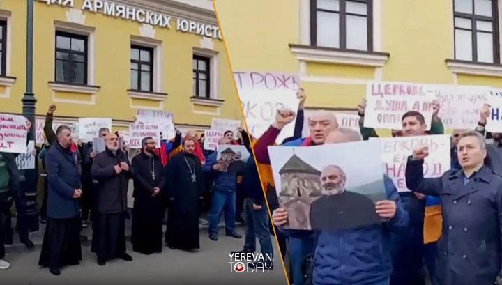 Բողիքի ցոյց՝ Մոսկուայում Հայաստանի դեսպանատան մօտ