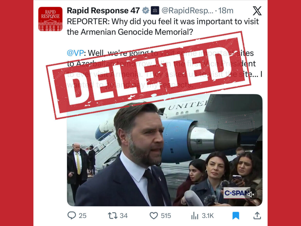 Vice-President Vance’s Deleted Armenian Genocide Post Sends Shockwaves across Armenian American Community