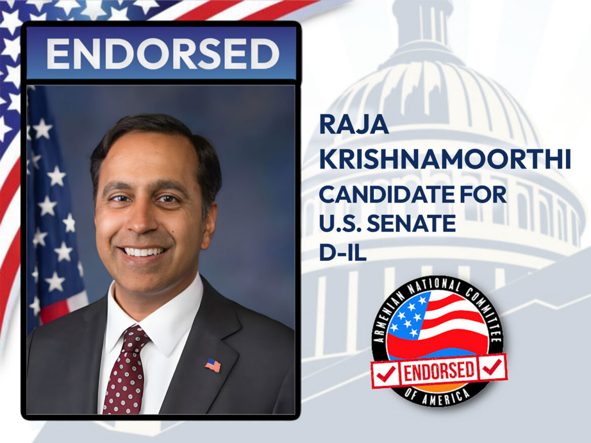 Armenian National Committee of America Endorses Raja Krishnamoorthi for US Senate