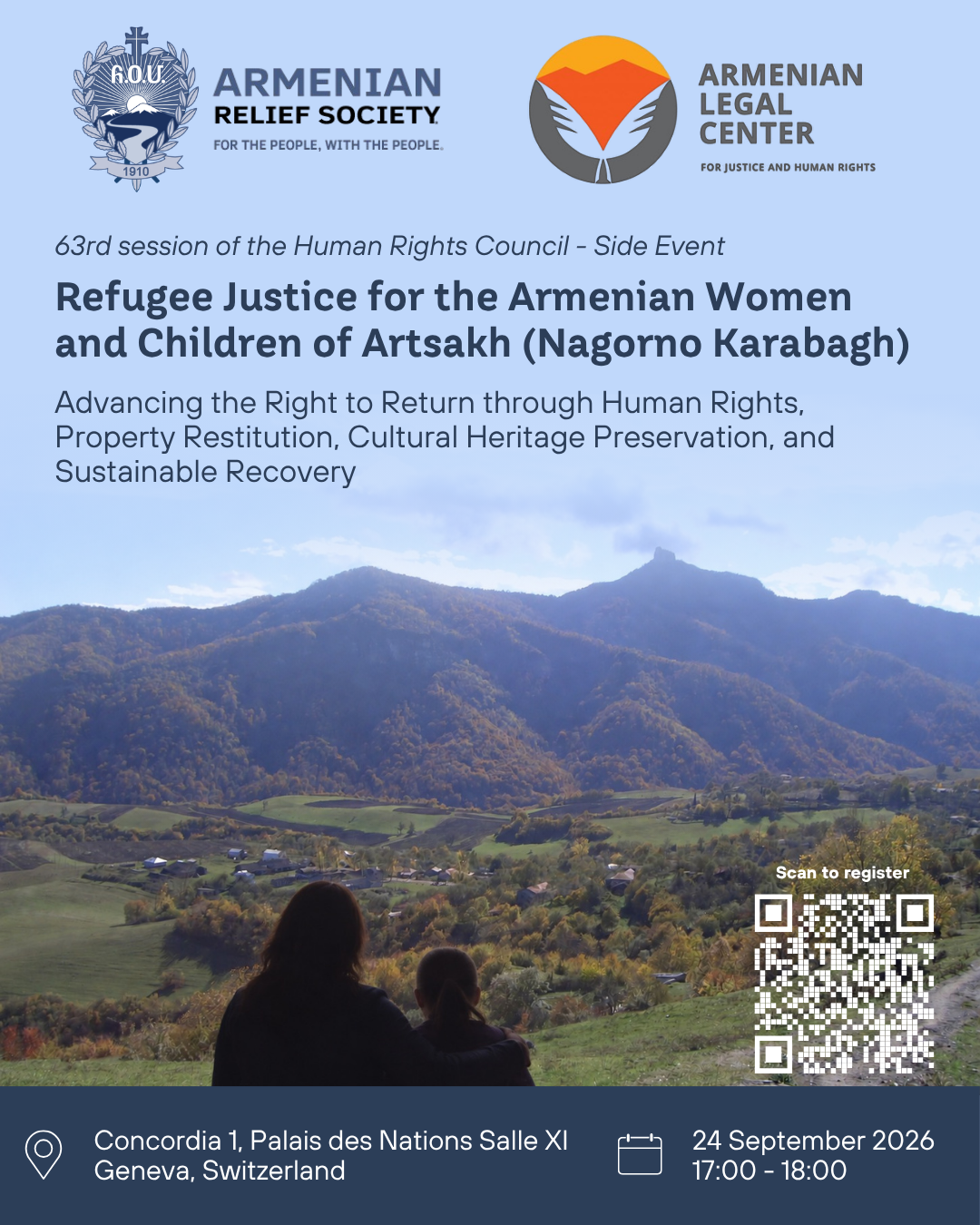 ՀՕՄը ՄԱԿ-ի Մարդու իրաւունքների խորհրդի շրջանակում կը կազմակերպի Արցախի հայ կանանց եւ երեխաների փախստականական արդարութեան նուիրուած միջոցառում